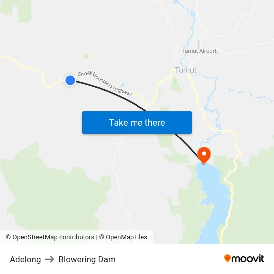 Adelong to Blowering Dam map