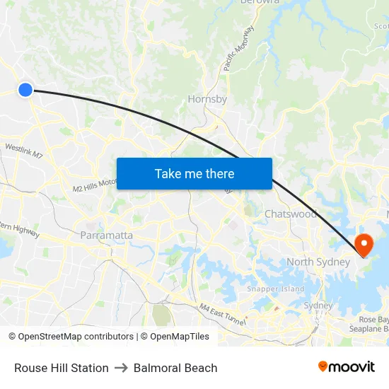 Rouse Hill Station to Balmoral Beach map
