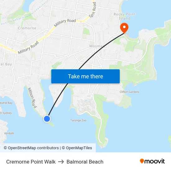 Cremorne Point Walk to Balmoral Beach map