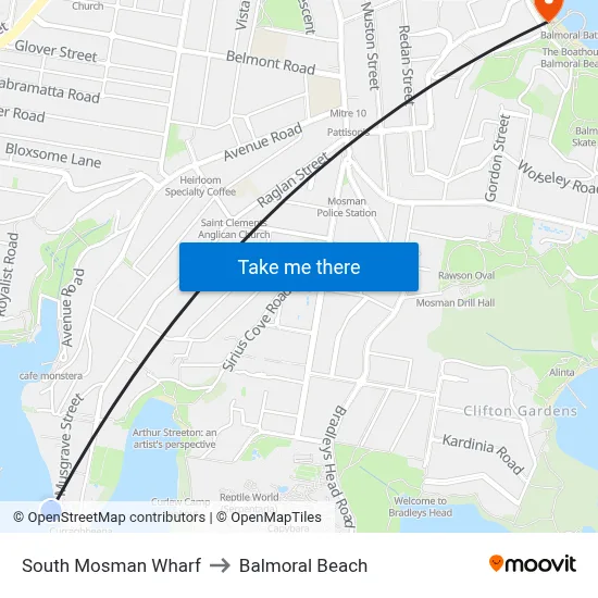 South Mosman Wharf to Balmoral Beach map