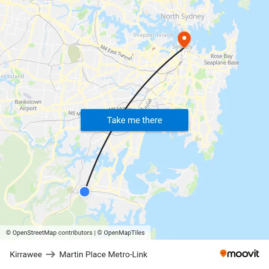 Kirrawee to Martin Place Metro-Link map