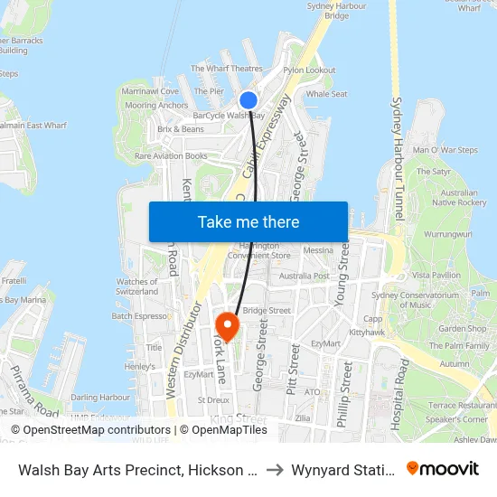 Walsh Bay Arts Precinct, Hickson Rd to Wynyard Station map