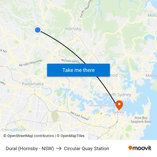 Dural (Hornsby - NSW) to Circular Quay Station map