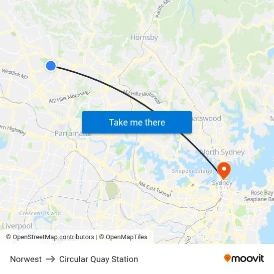 Norwest to Circular Quay Station map