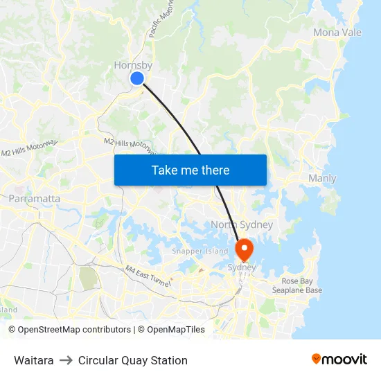 Waitara to Circular Quay Station map