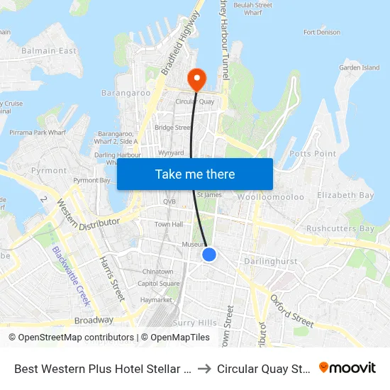 Best Western Plus Hotel Stellar Sydney to Circular Quay Station map