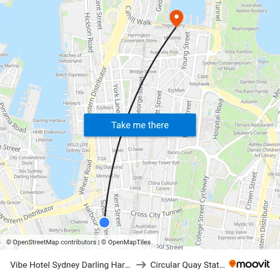Vibe Hotel Sydney Darling Harbour to Circular Quay Station map