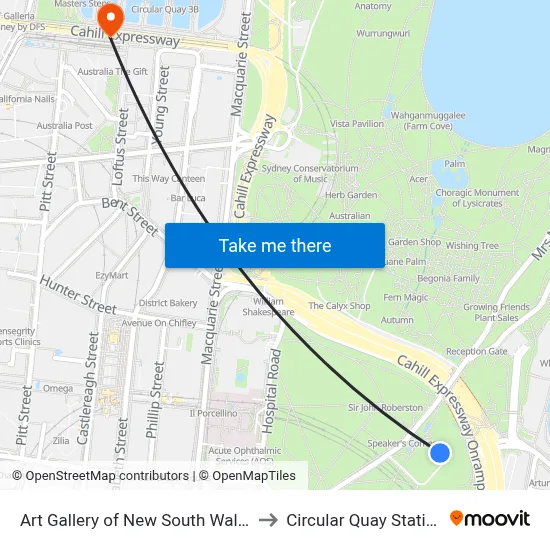 Art Gallery of New South Wales to Circular Quay Station map