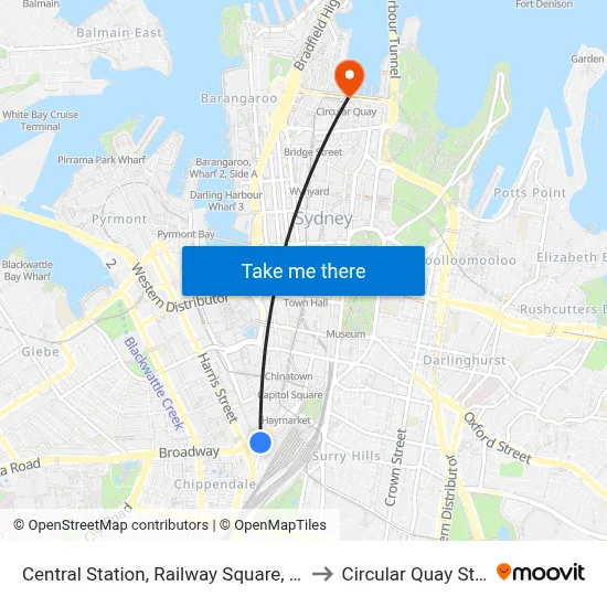Central Station, Railway Square, Stand M to Circular Quay Station map