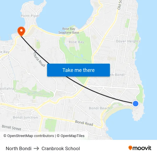 North Bondi to Cranbrook School map