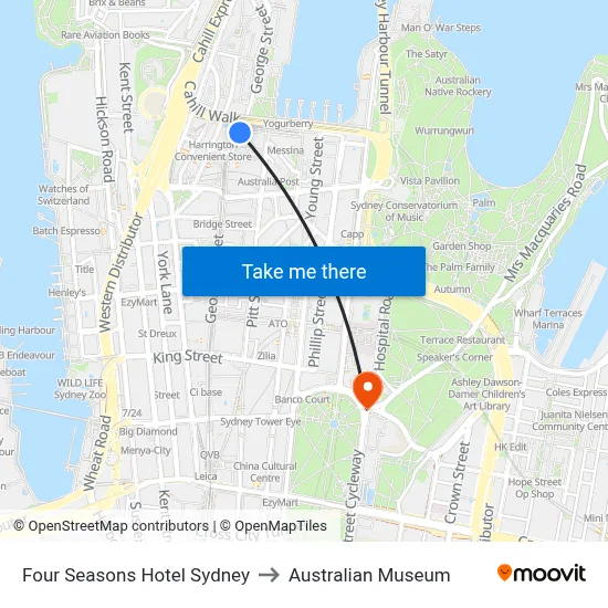 Four Seasons Hotel Sydney to Australian Museum map
