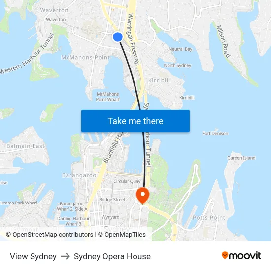 View Sydney to Sydney Opera House map