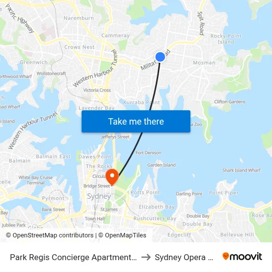 Park Regis Concierge Apartments Sydney to Sydney Opera House map