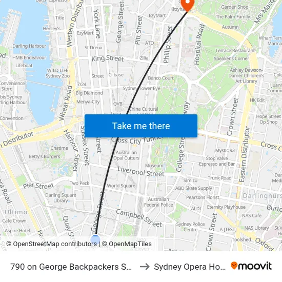 790 on George Backpackers Sydney to Sydney Opera House map
