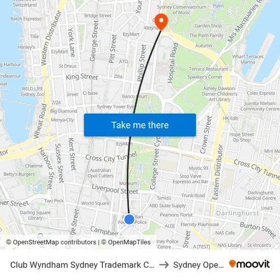 Club Wyndham Sydney Trademark Collection by Wyndham to Sydney Opera House map