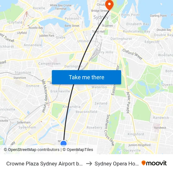 Crowne Plaza Sydney Airport by IHG to Sydney Opera House map