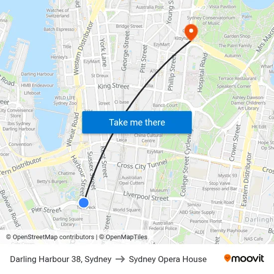 Darling Harbour 38, Sydney to Sydney Opera House map
