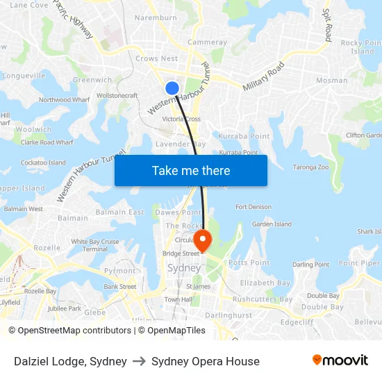 Dalziel Lodge, Sydney to Sydney Opera House map