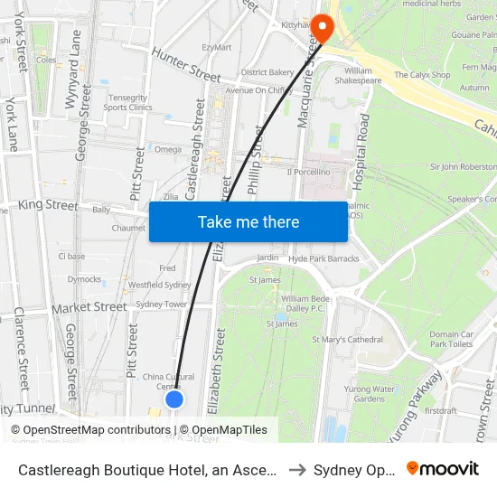 Castlereagh Boutique Hotel, an Ascend Collection Hotel, Sydney to Sydney Opera House map