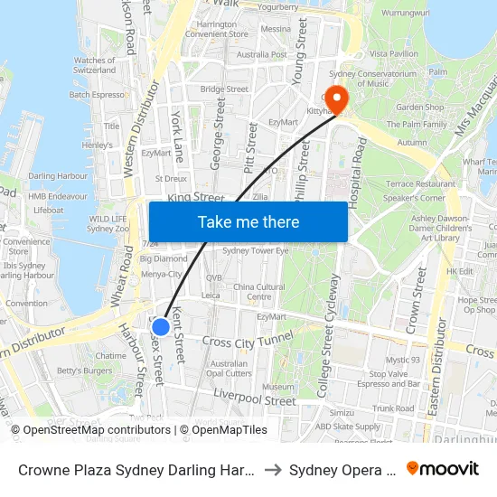 Crowne Plaza Sydney Darling Harbour by IHG to Sydney Opera House map