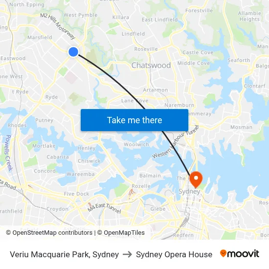 Veriu Macquarie Park, Sydney to Sydney Opera House map