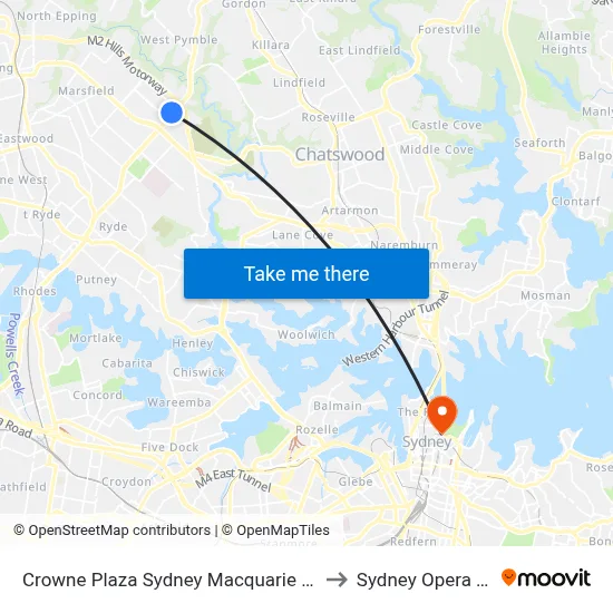 Crowne Plaza Sydney Macquarie Park by IHG to Sydney Opera House map