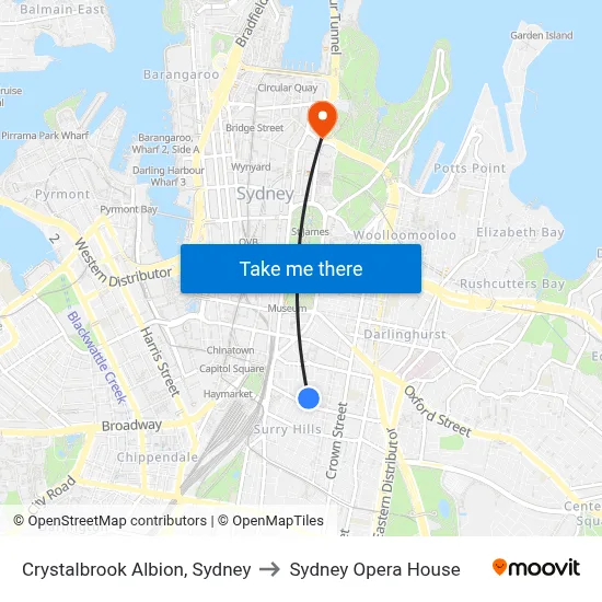 Crystalbrook Albion, Sydney to Sydney Opera House map