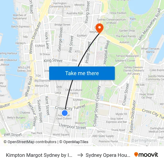 Kimpton Margot Sydney by IHG to Sydney Opera House map