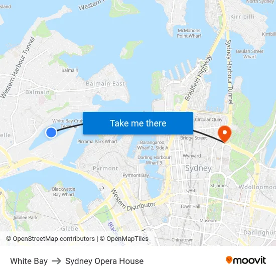White Bay to Sydney Opera House map