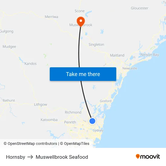 Hornsby to Muswellbrook Seafood map
