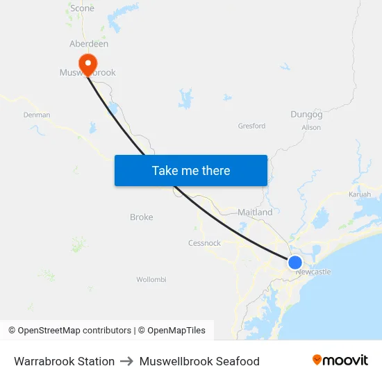 Warrabrook Station to Muswellbrook Seafood map