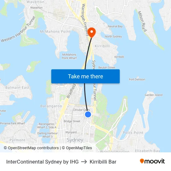InterContinental Sydney by IHG to Kirribilli Bar map