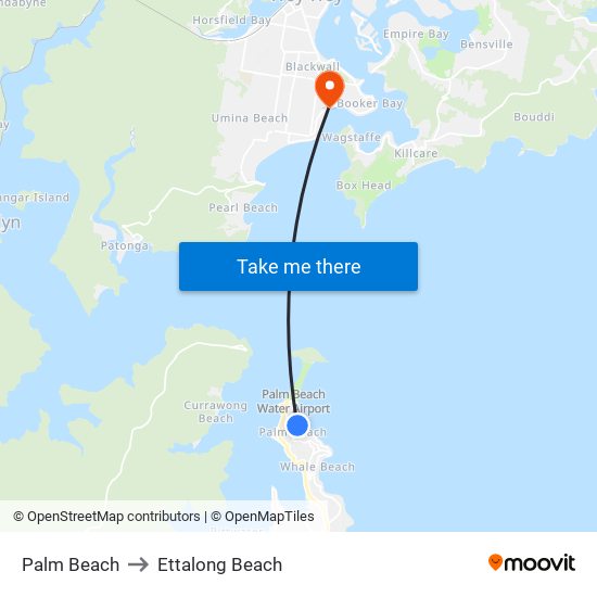 Palm Beach to Ettalong Beach map