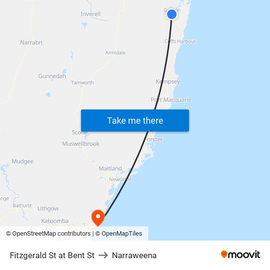 Fitzgerald St at Bent St to Narraweena map