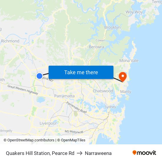 Quakers Hill Station, Pearce Rd to Narraweena map