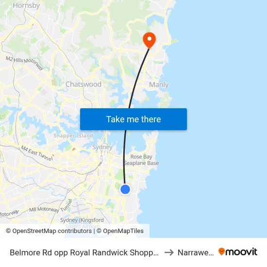 Belmore Rd opp Royal Randwick Shopping Centre to Narraweena map