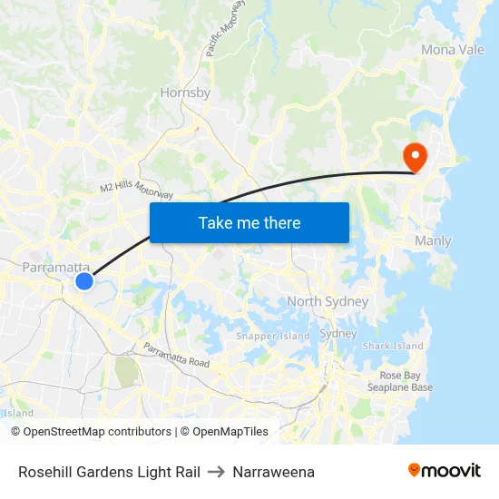 Rosehill Gardens Light Rail to Narraweena map