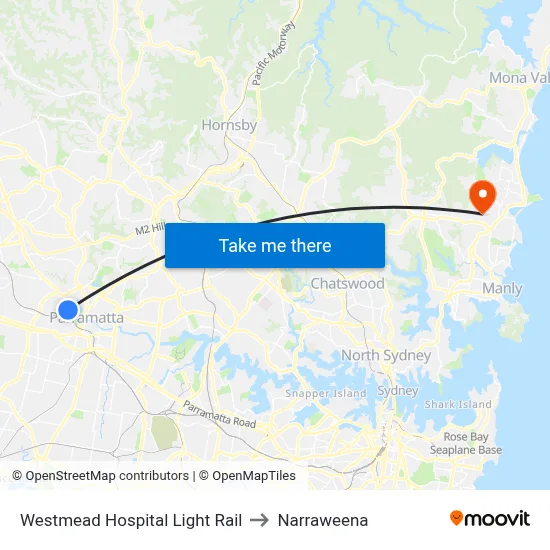 Westmead Hospital Light Rail to Narraweena map