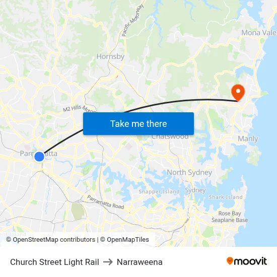 Church Street Light Rail to Narraweena map