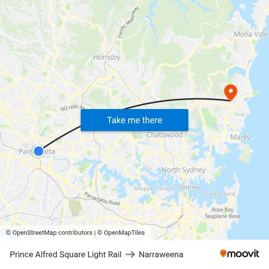 Prince Alfred Square Light Rail to Narraweena map