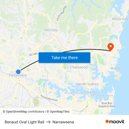Benaud Oval Light Rail to Narraweena map