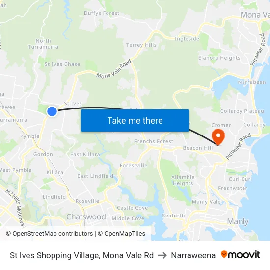 St Ives Shopping Village, Mona Vale Rd to Narraweena map