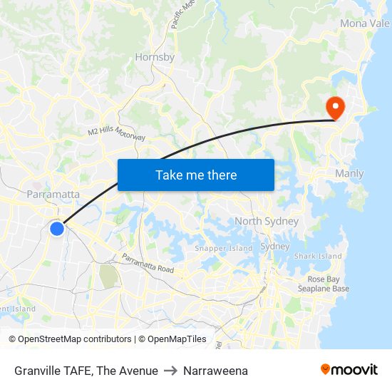 Granville TAFE, The Avenue to Narraweena map