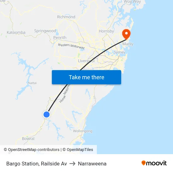 Bargo Station, Railside Av to Narraweena map