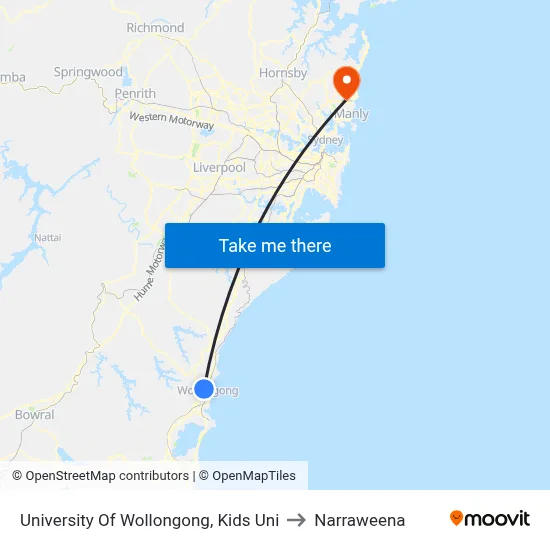 University Of Wollongong, Kids Uni to Narraweena map