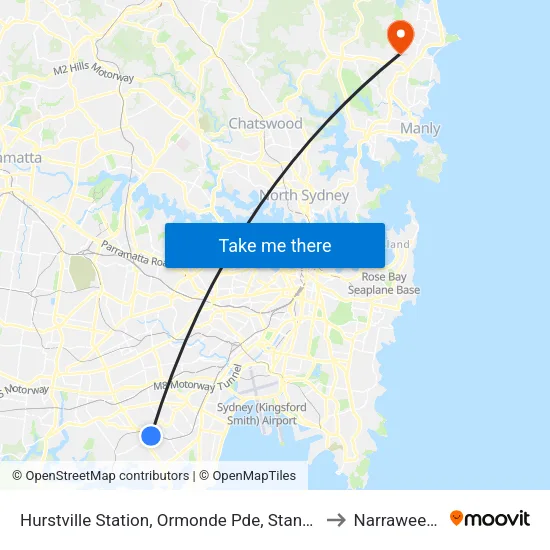 Hurstville Station, Ormonde Pde, Stand H to Narraweena map