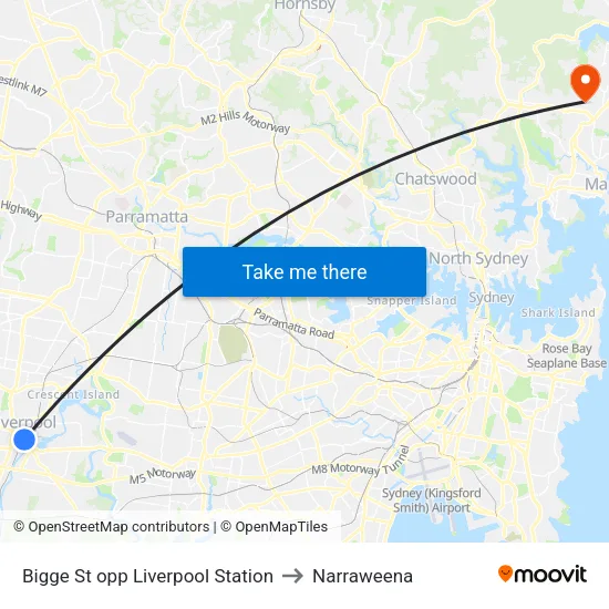 Bigge St opp Liverpool Station to Narraweena map