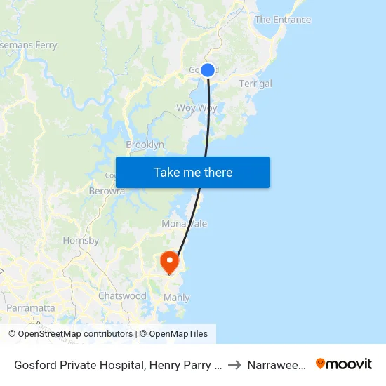 Gosford Private Hospital, Henry Parry Dr to Narraweena map