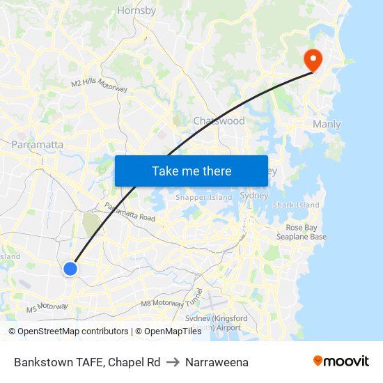 Bankstown TAFE, Chapel Rd to Narraweena map