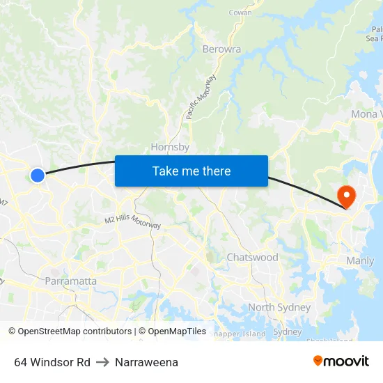 64 Windsor Rd to Narraweena map